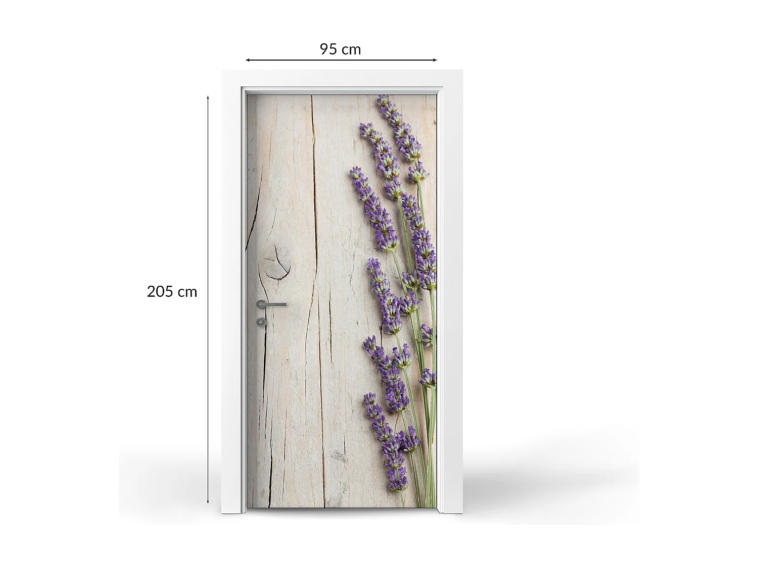 Stickers décoratifs pour portes intérieures - Lavande sur bois 95x205 cm