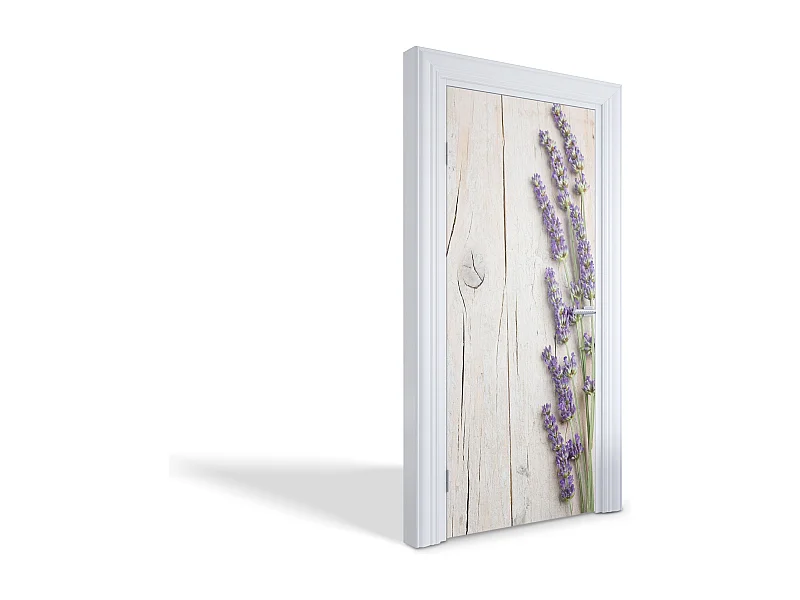 Dekorative Aufkleber für Innentüren - Lavendel auf Holz 95x205 cm