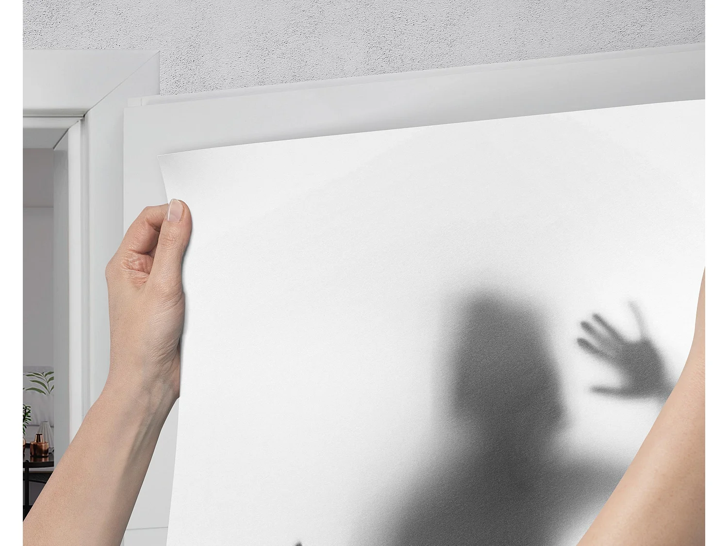 Selbstklebende Türaufkleber - Schatten hinter dem Fenster 85x205 cm