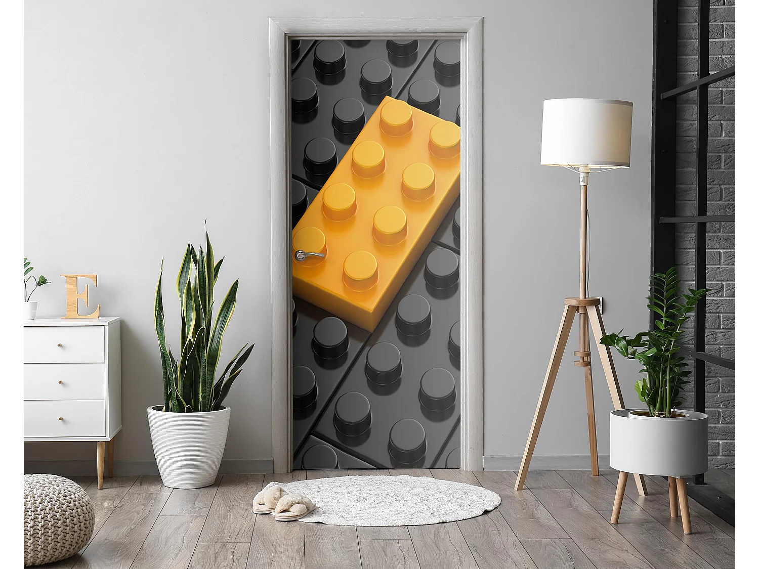 Dekorative Aufkleber für Innentüren – Gelber Block 95x205 cm