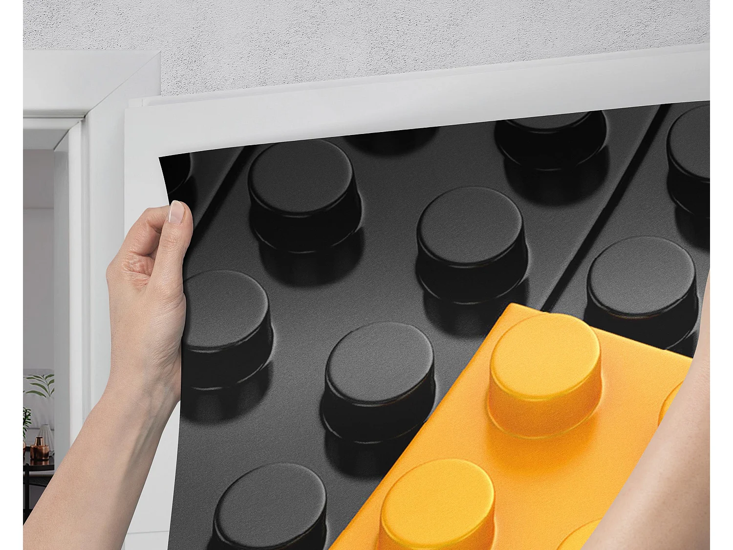 Dekorative Aufkleber für Innentüren – Gelber Block 95x205 cm