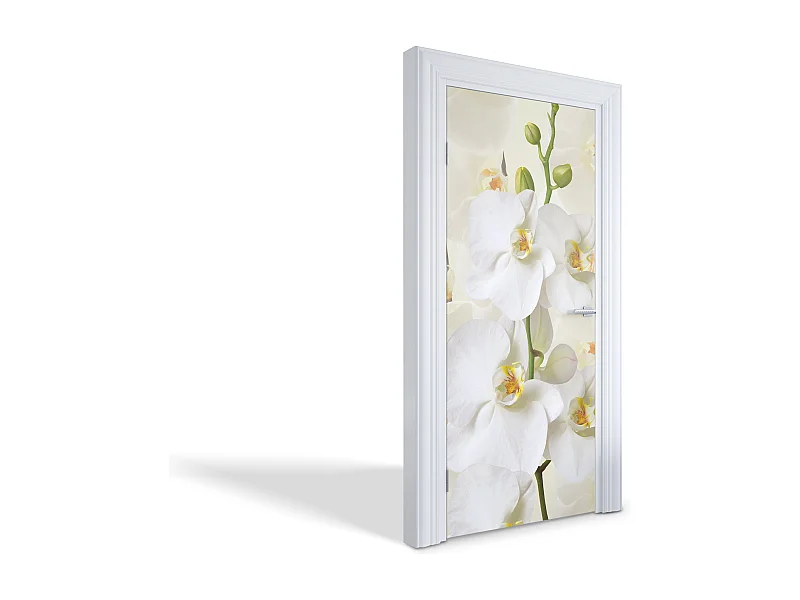 Stickers de porte autocollants - Orchidées blanches 95x205 cm