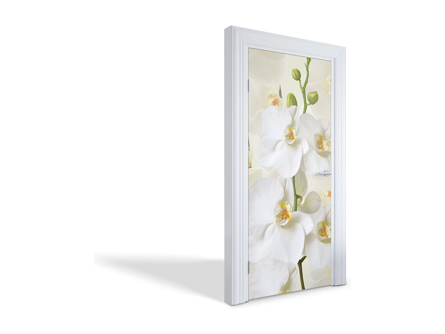 Selbstklebende Türaufkleber - Weiße Orchideen 95x205 cm