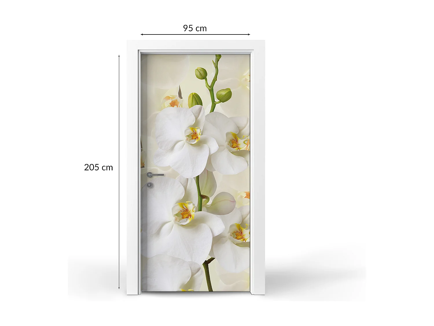 Selbstklebende Türaufkleber - Weiße Orchideen 95x205 cm