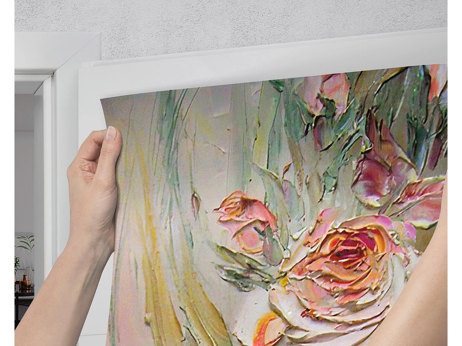 Selbstklebende Türaufkleber - Rosenstrauß 95x205 cm