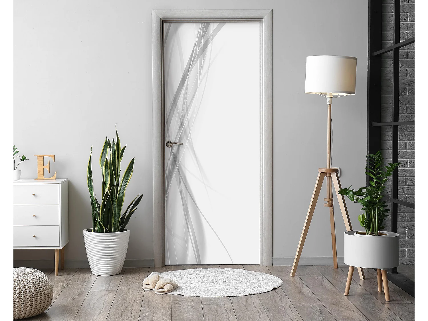 Stickers décoratifs pour portes intérieures - Lignes abstraites 85x205 cm