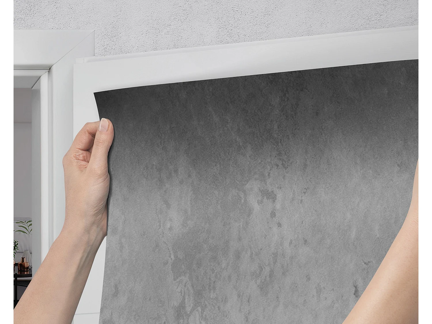Stickers décoratifs pour portes intérieures - Texture grise 85x205 cm