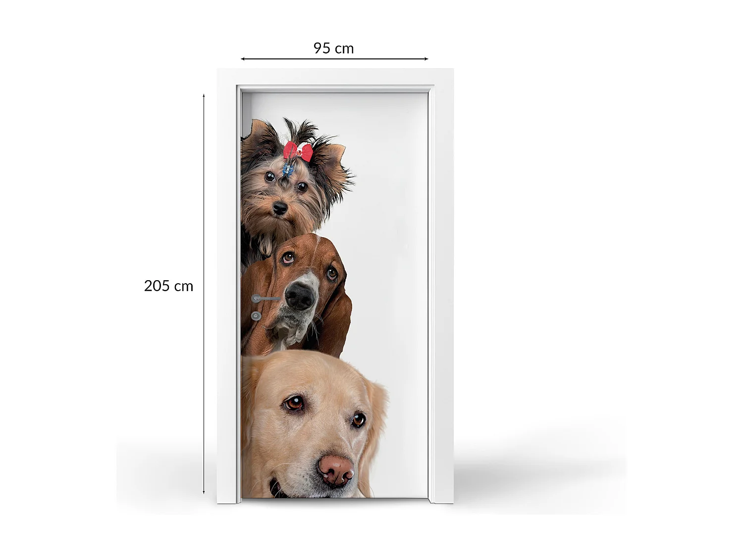 Stickers de porte autocollants - Trois chiens ensemble 95x205 cm