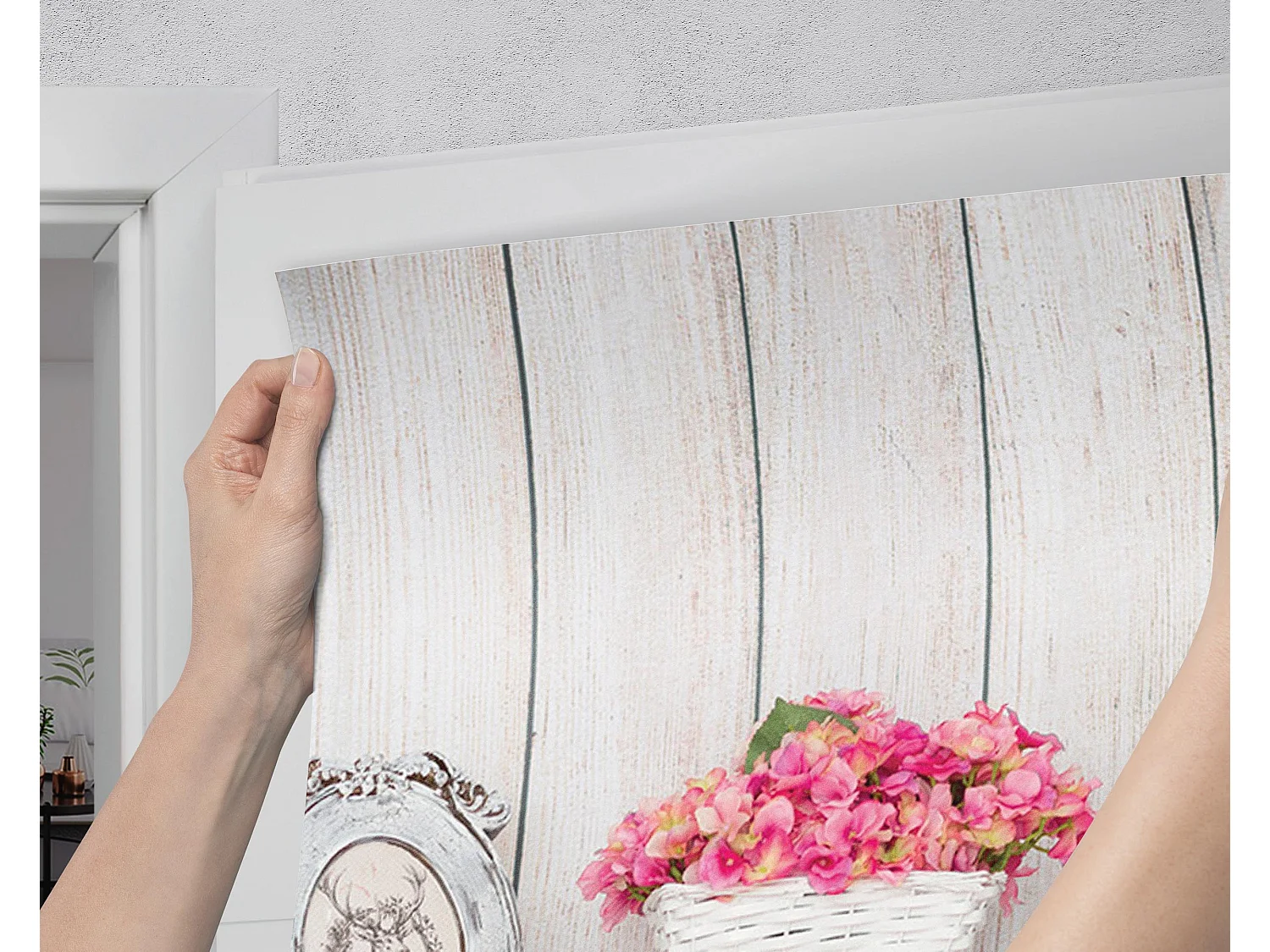 Stickers de porte autocollants - Cheminée rustique 95x205 cm