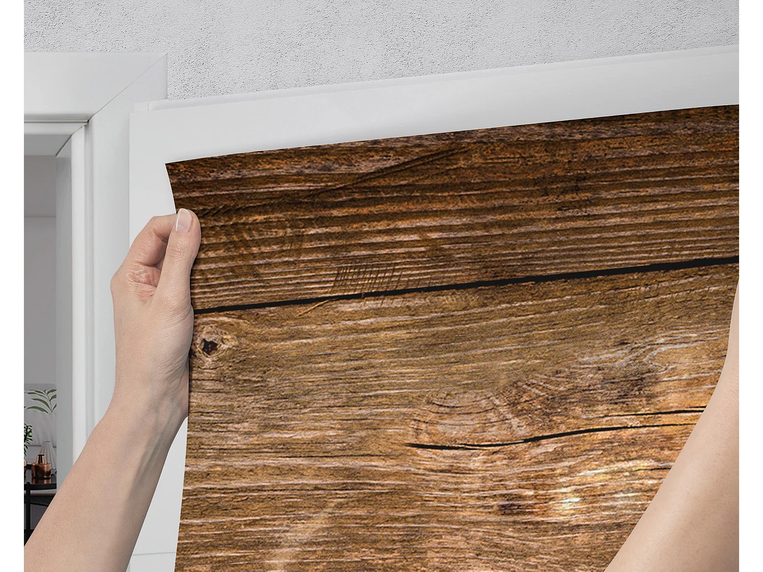 Stickers décoratifs pour portes intérieures - Parquet 95x205 cm