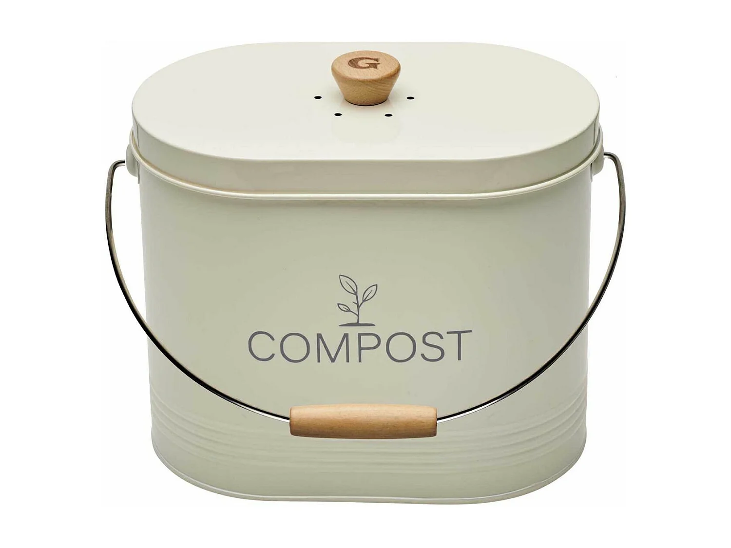 Composteur de cuisine ovale en métal avec filtre 7 litres