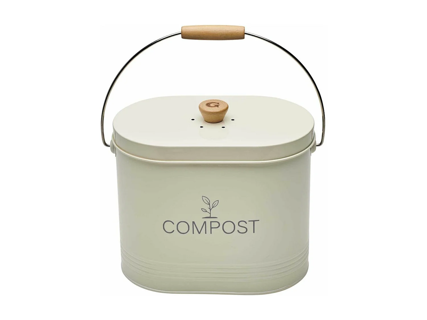 Composteur de cuisine ovale en métal avec filtre 7 litres