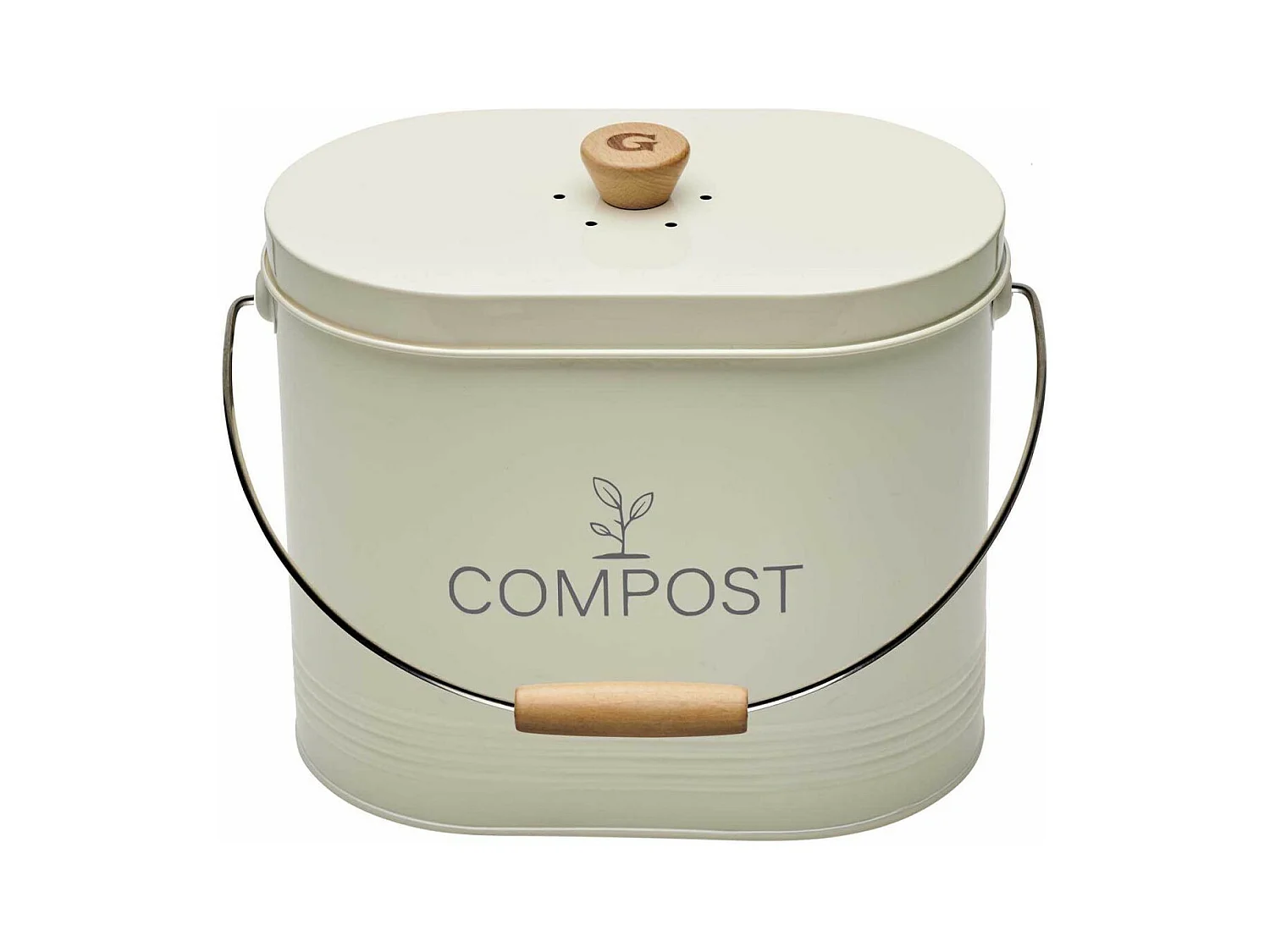Composteur de cuisine ovale en métal avec filtre 7 litres