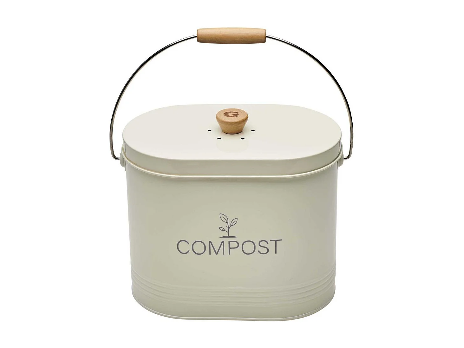 Composteur de cuisine ovale en métal avec filtre Crème - 7 litres