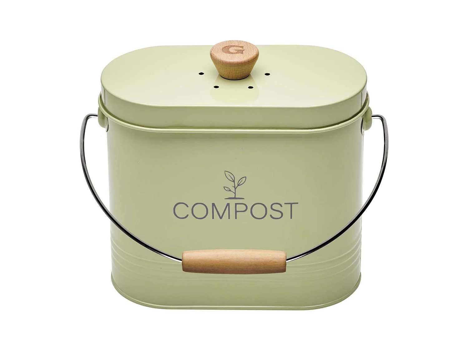 Composteur de cuisine ovale en métal avec filtre 3 litres