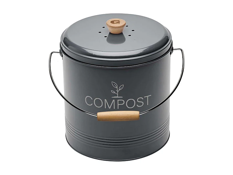 Composteur de cuisine en métal avec filtre et seau en platique 8 litres