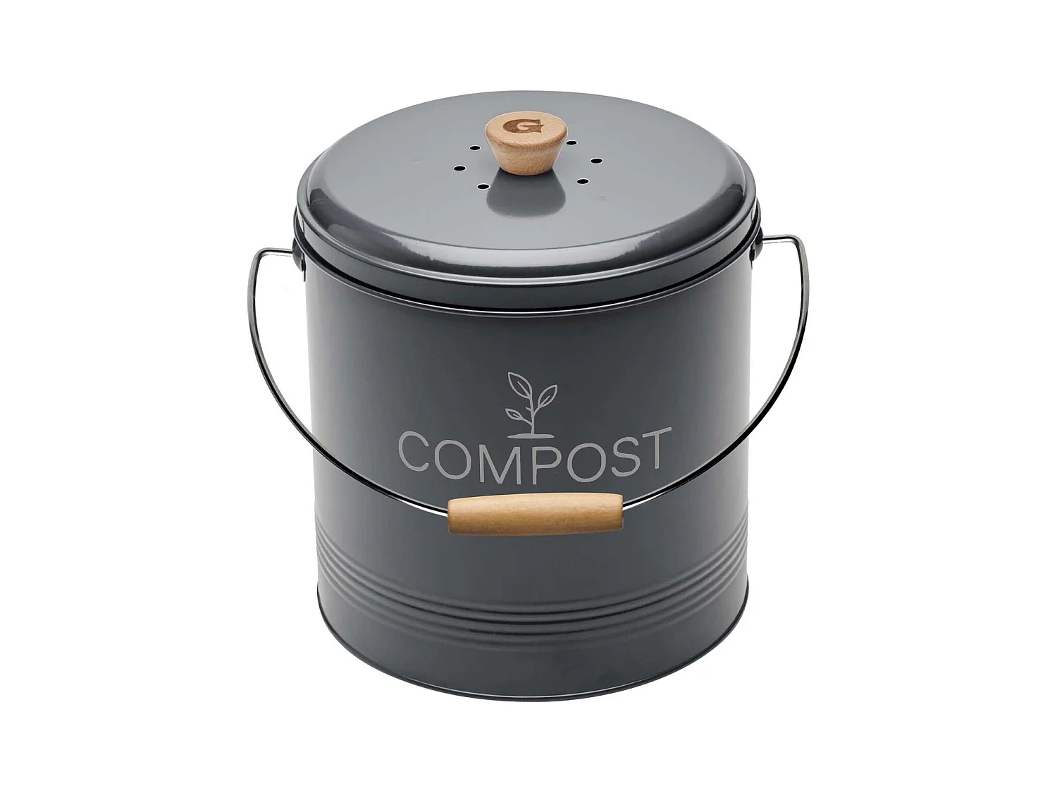 Composteur de cuisine en métal avec filtre et seau en platique 8 litres
