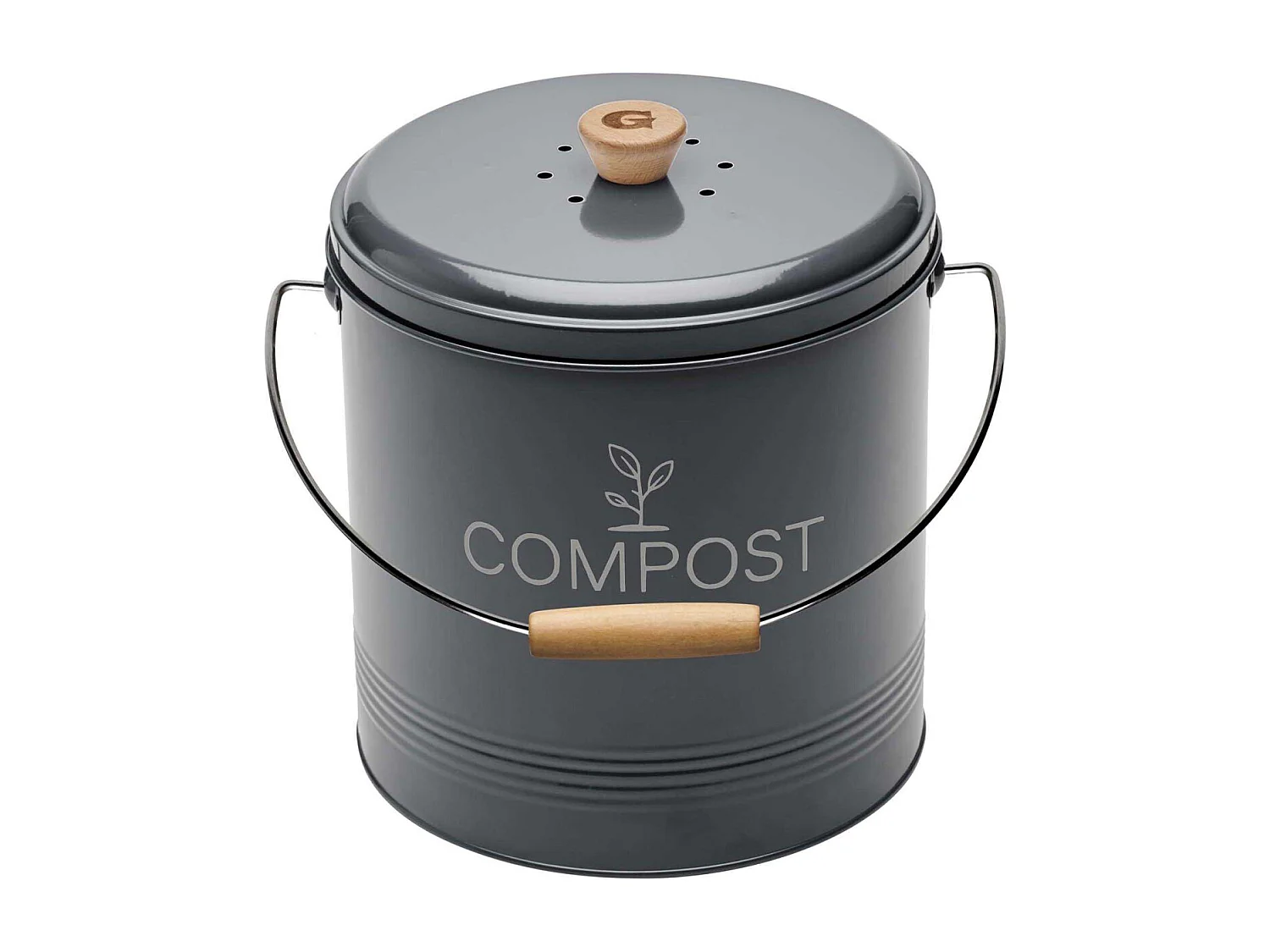 Composteur de cuisine en métal avec filtre et seau en platique 8 litres