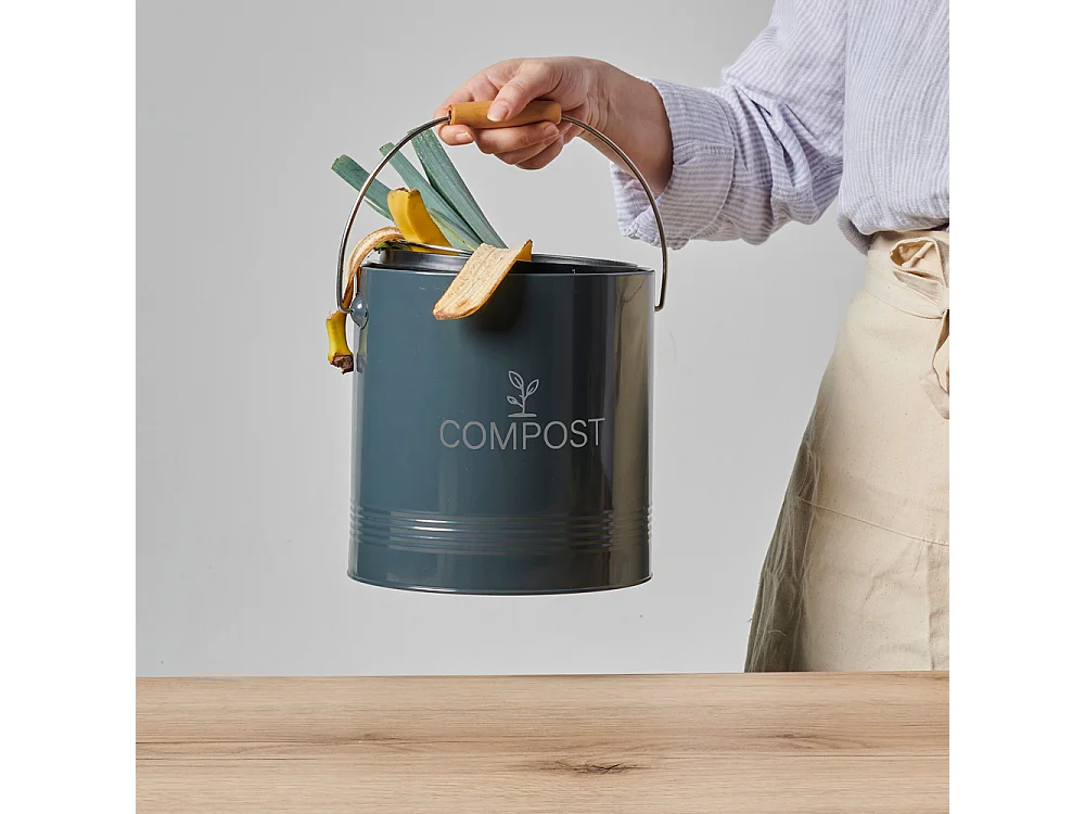 Composteur de cuisine en métal avec filtre et seau en platique 8 litres