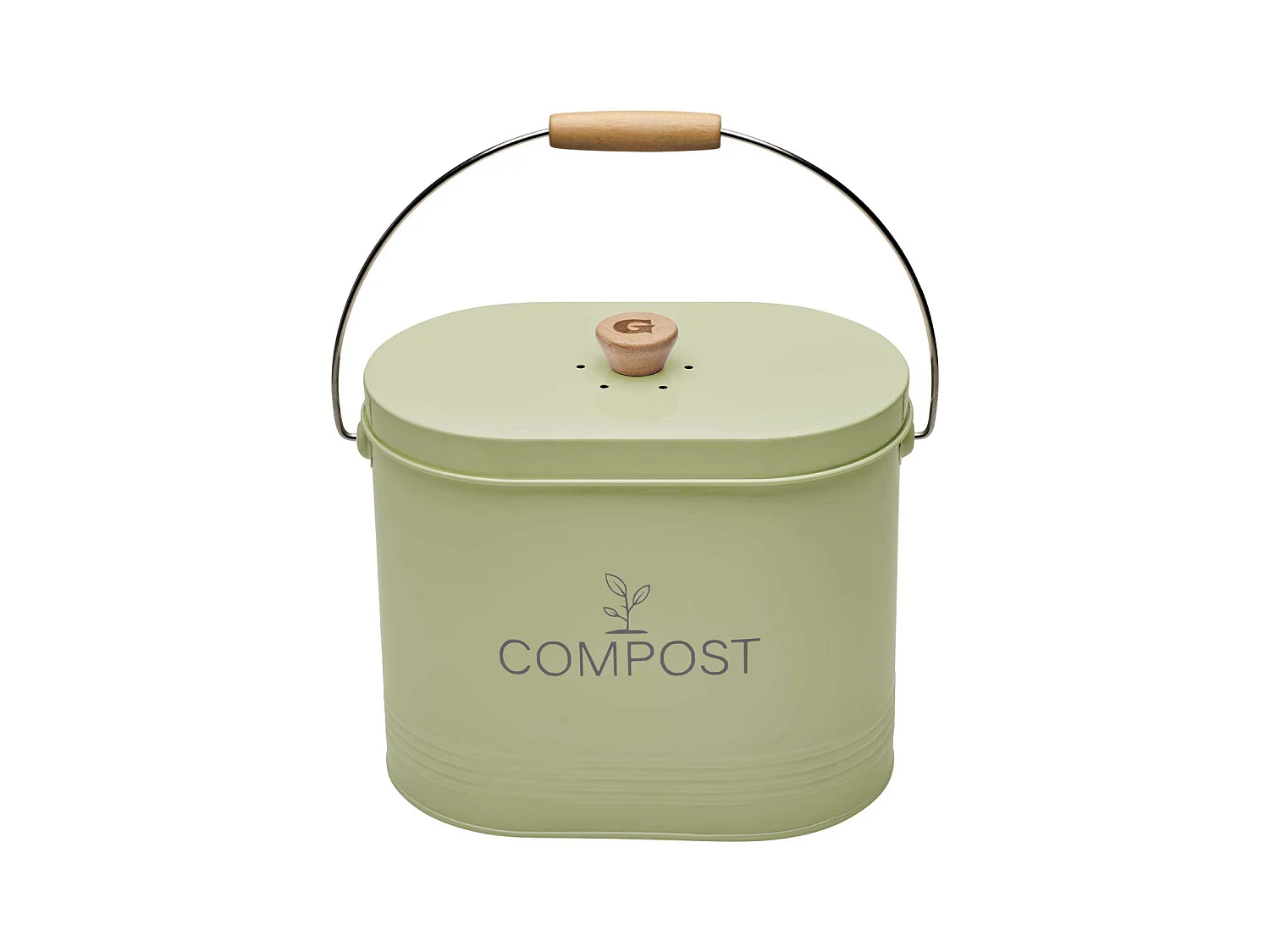 Composteur de cuisine ovale en métal avec filtre 7 litres