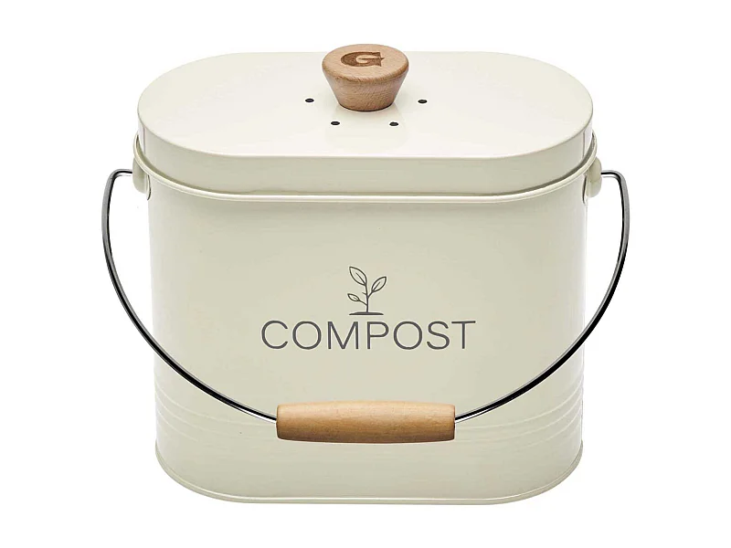 Composteur de cuisine ovale en métal avec filtre 3 litres