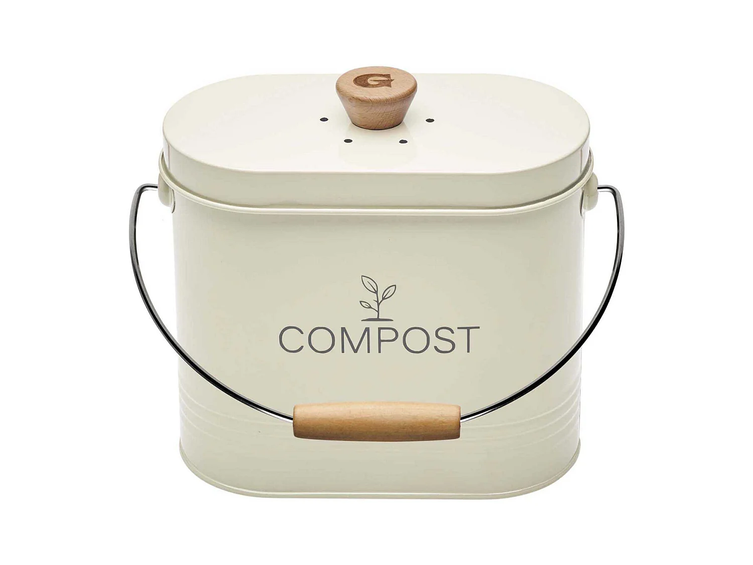 Composteur de cuisine ovale en métal avec filtre 3 litres