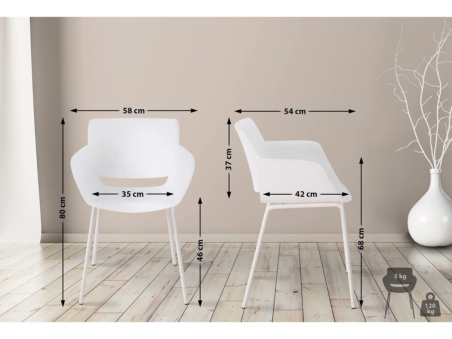 chaise salle à manger - Plastique - Blanc - Alpena