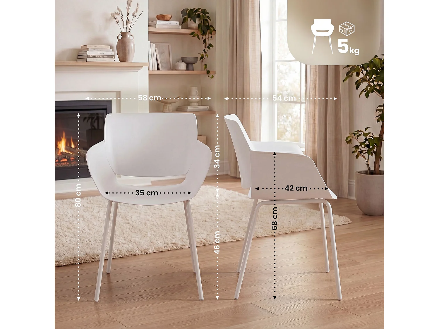 chaise salle à manger - Plastique - Blanc - Alpena