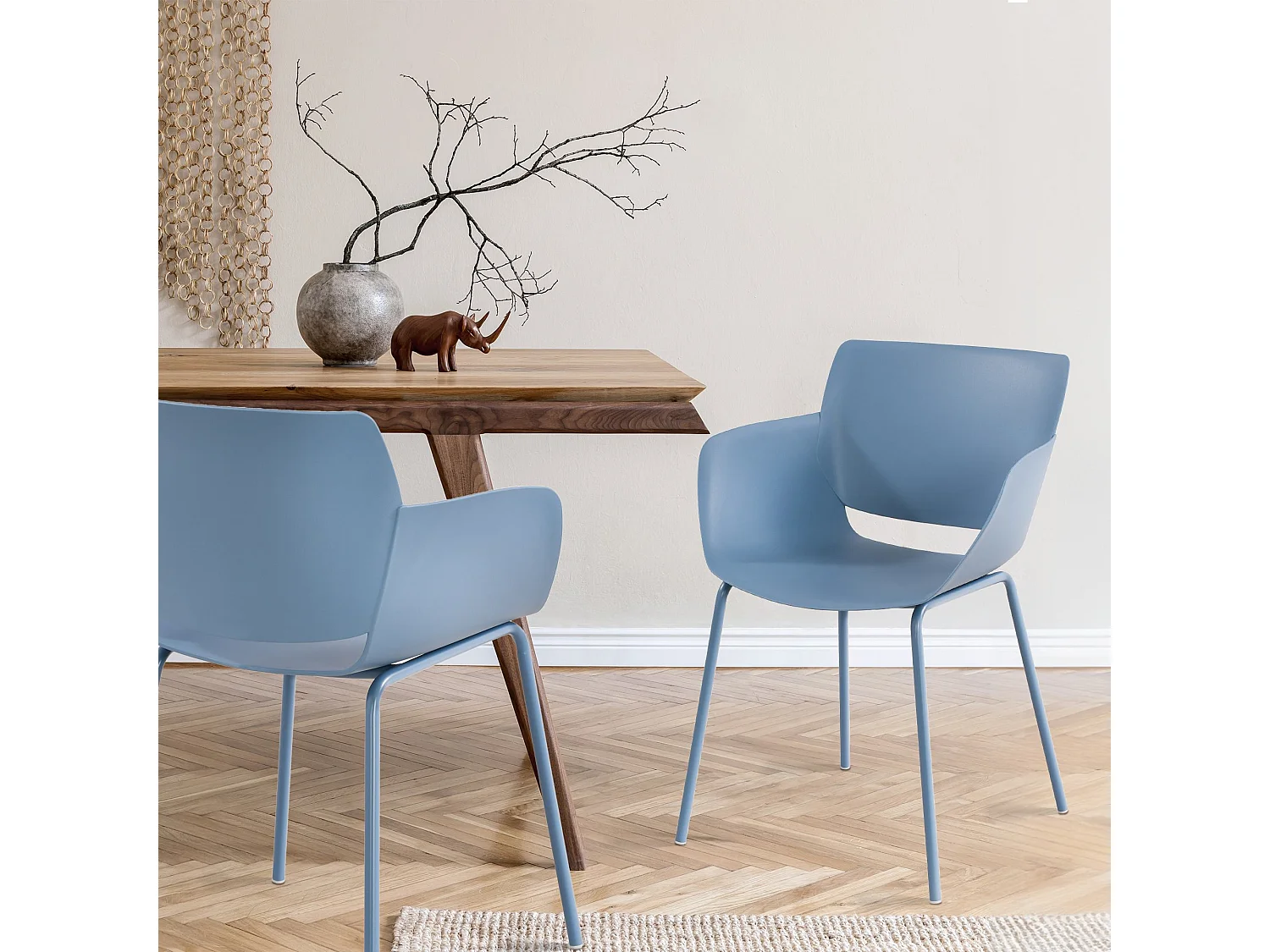 chaise salle à manger - Plastique - Bleu - Alpena