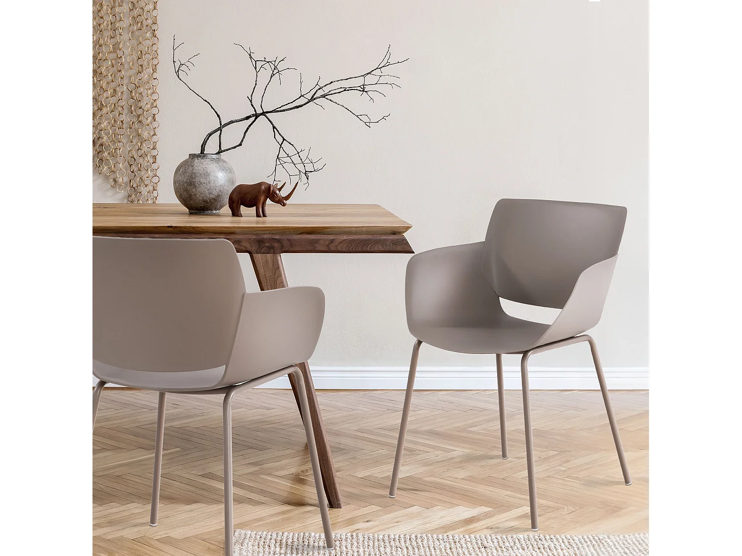 chaise salle à manger - Plastique - Taupe - Alpena