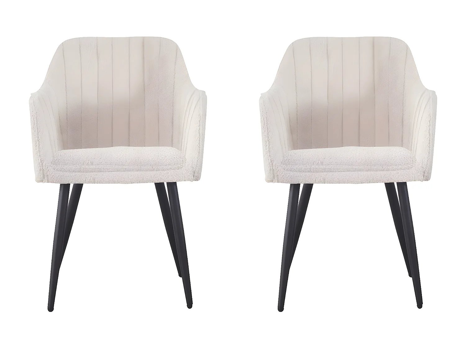 Conjunto de 2 Cadeiras de Jantar Velma Bouclé - Poltronas de Veludo Branco