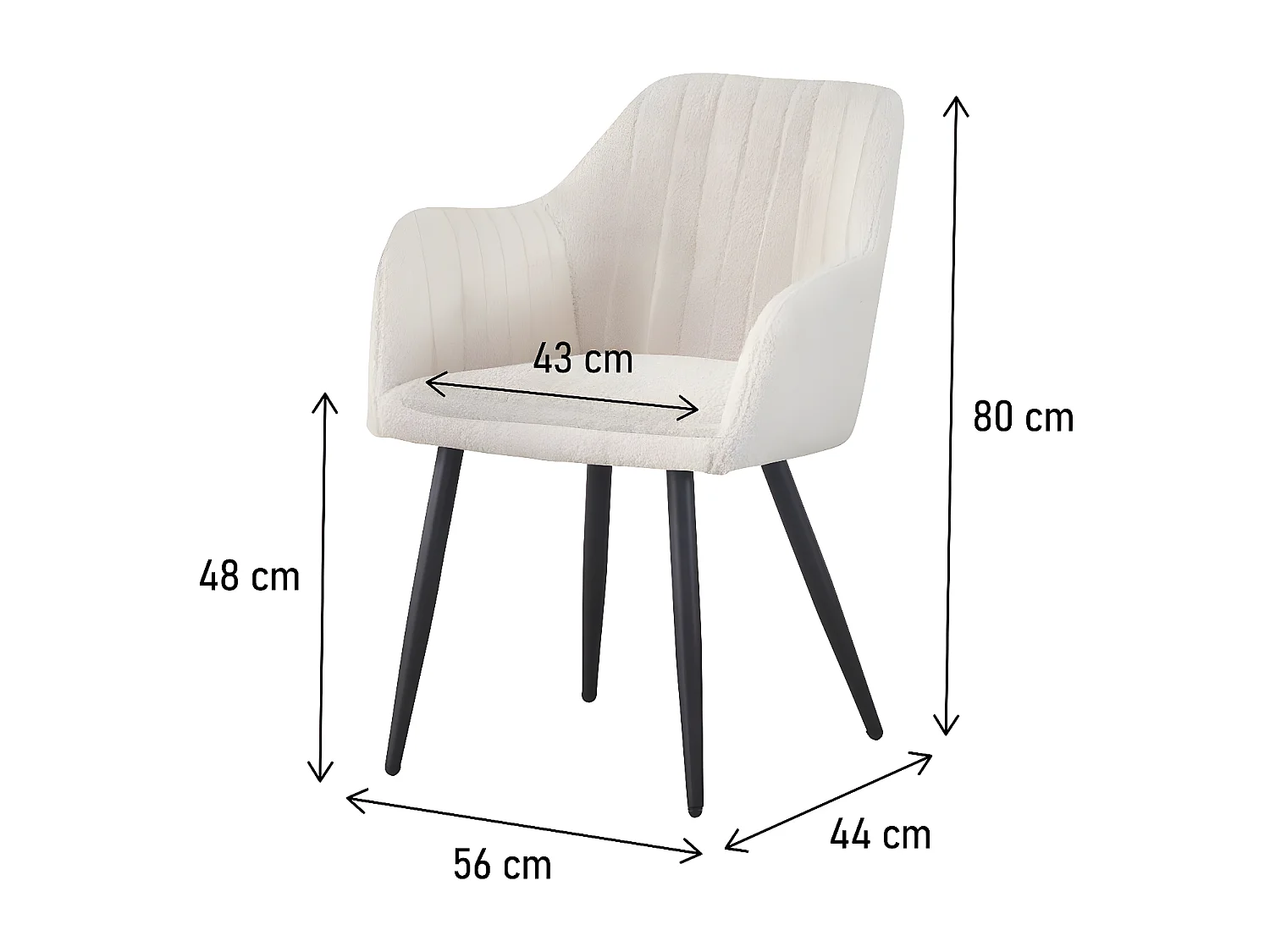 Conjunto de 2 Cadeiras de Jantar Velma Bouclé - Poltronas de Veludo Branco