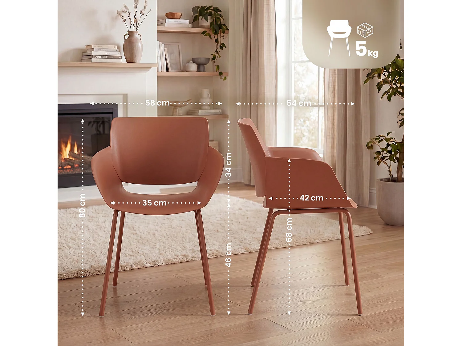chaise salle à manger - Plastique - Terre cuite - Alpena