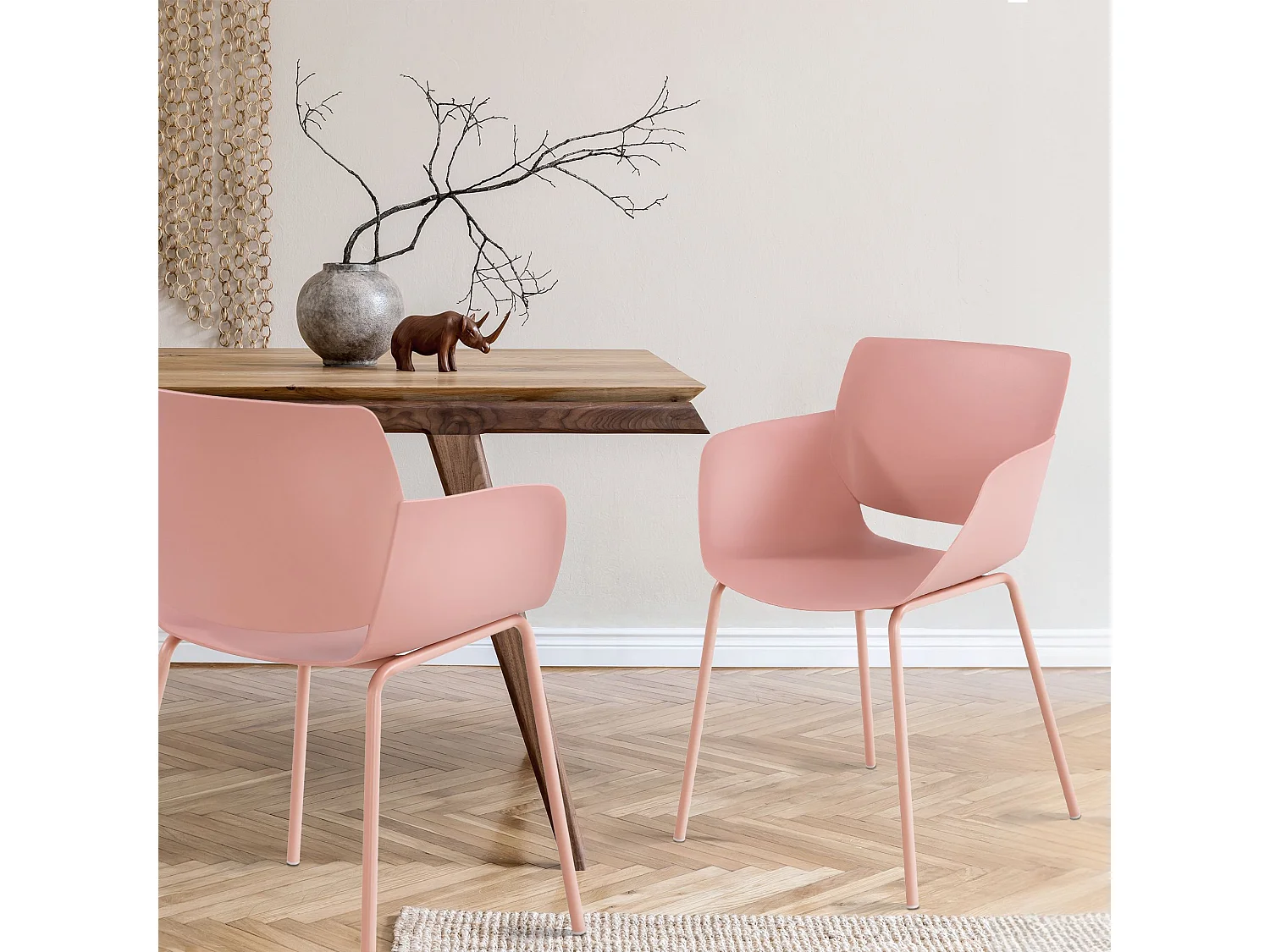 chaise salle à manger - Plastique - Rose - Alpena