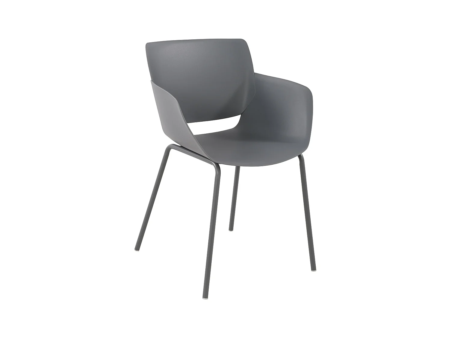 chaise salle à manger - Plastique - Gris foncé - Alpena