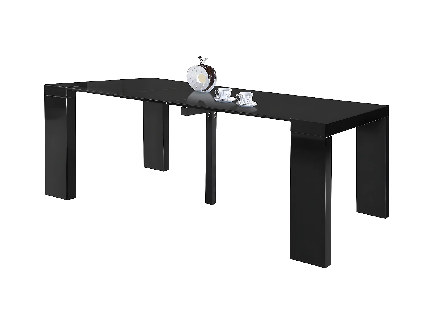 Table repas extensible "Dina" - 200/40 x 94 x 75 cm -  Noir laqué