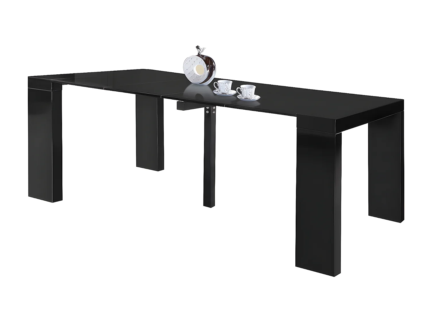Table repas extensible "Dina" - 200/40 x 94 x 75 cm -  Noir laqué