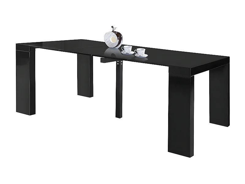 Table repas extensible "Dina" - 200/40 x 94 x 75 cm -  Noir laqué