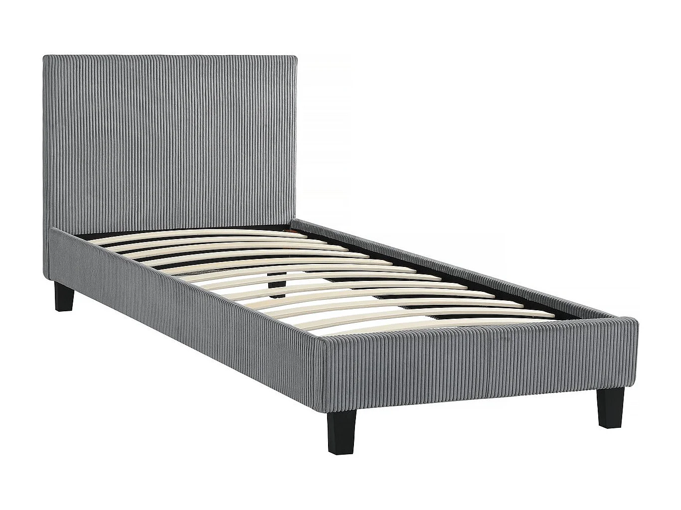 Fluweel Corduroy Bed "Ambre" - 90 x 190 - Grijs, Comfortabel en Elegant voor Compacte Ruimtes