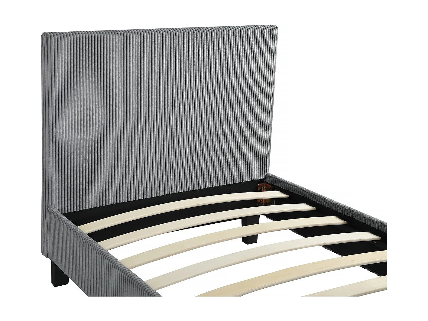 Fluweel Corduroy Bed "Ambre" - 90 x 190 - Grijs, Comfortabel en Elegant voor Compacte Ruimtes