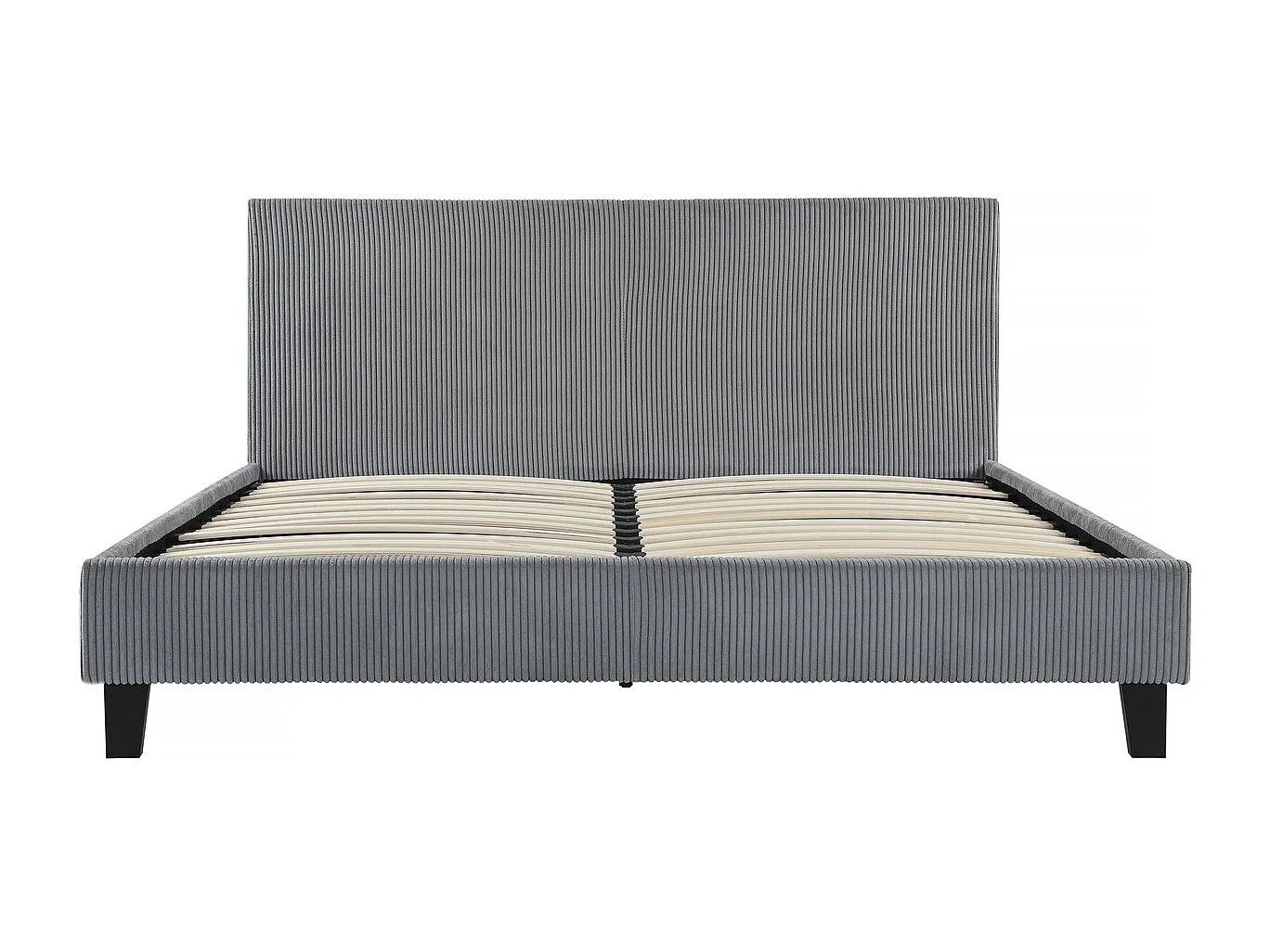 Fluweelribbed Bed "Ambre" - 160 x 200 - Grijs, Comfortabel en Elegant voor een Verfijnde Slaapkamer