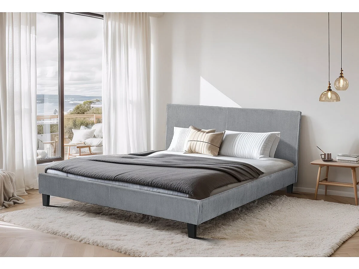 "Ambre" Corduroy Velvet Säng - 160 x 200 - Grå