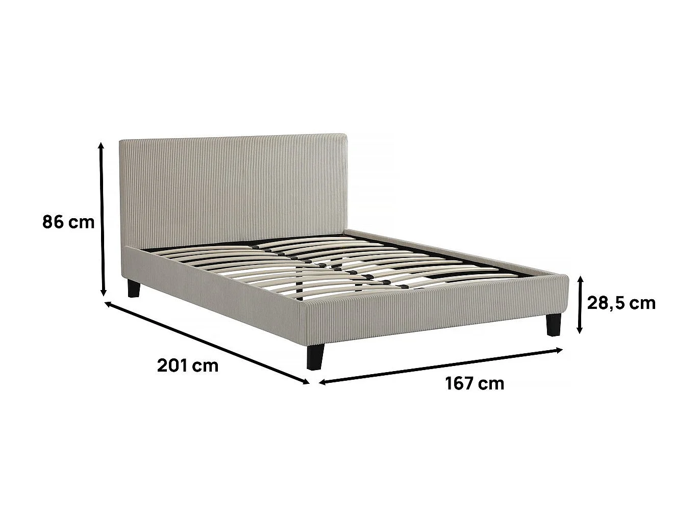 Letto in velluto a coste "Ambre" - 160 x 200 - Beige