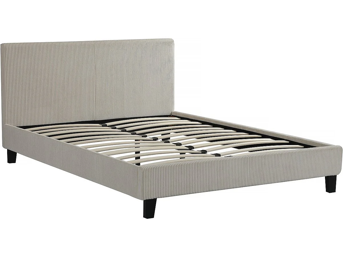 Cama Estofada em Veludo "Ambre" - 160 x 200 - Bege