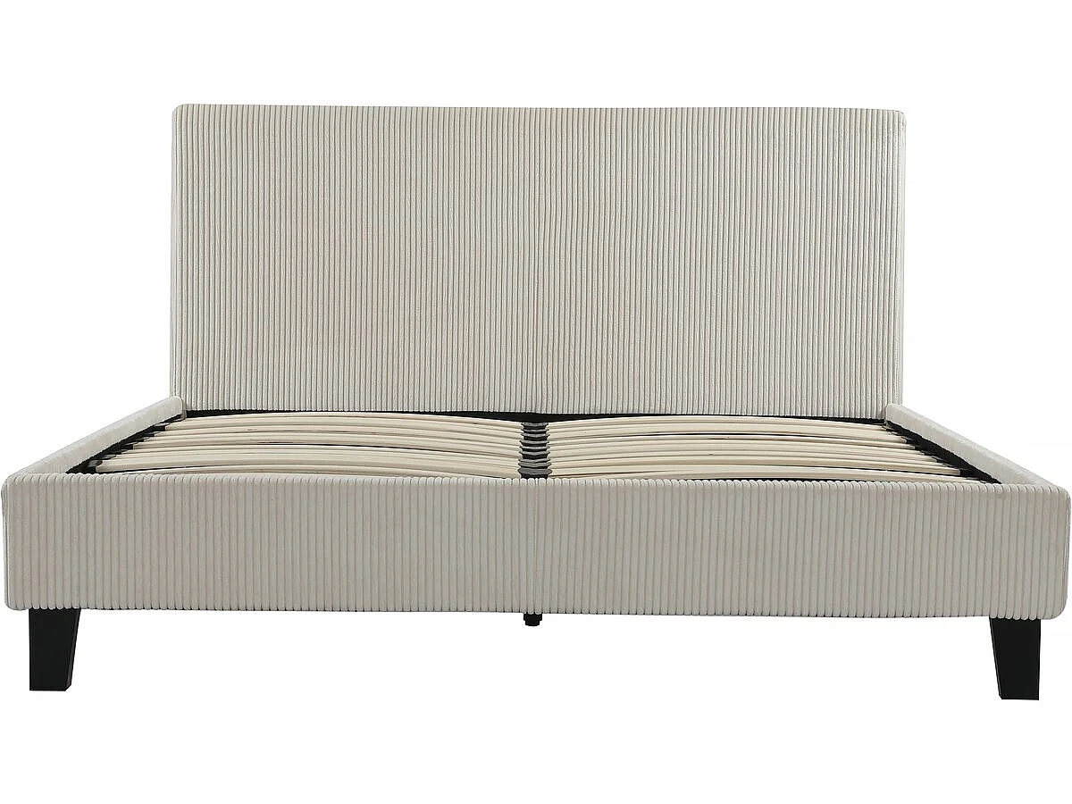 Cama Estofada em Veludo "Ambre" - 160 x 200 - Bege