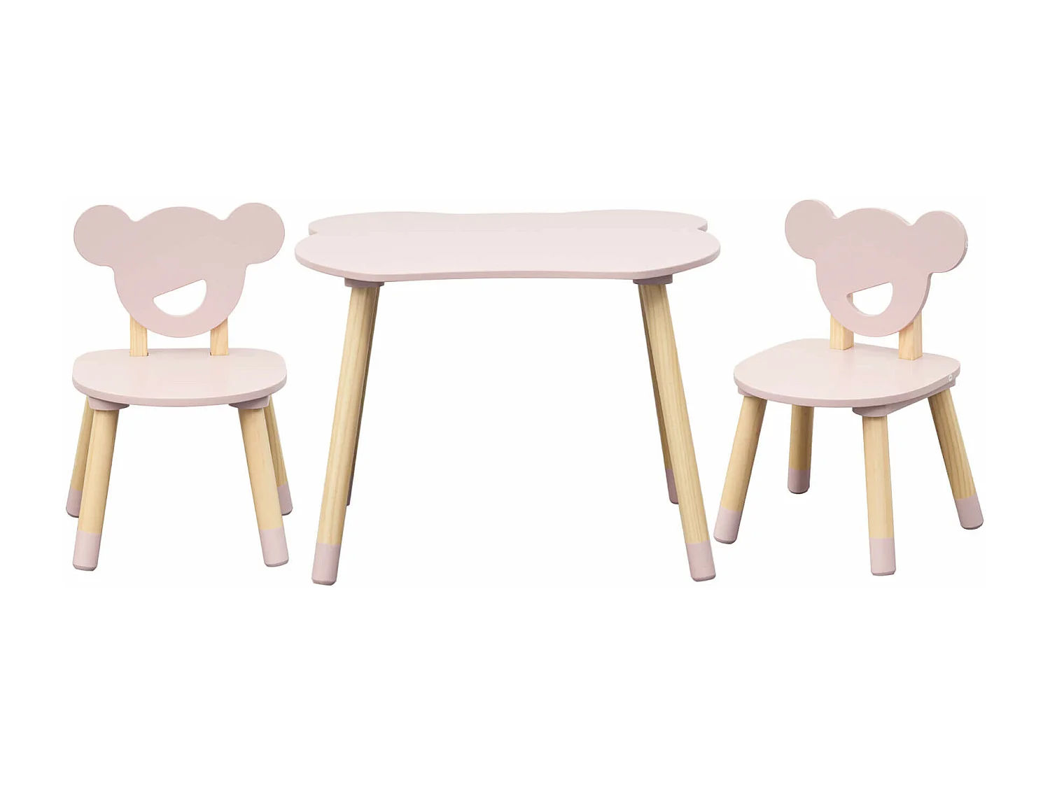 Tavolino e 2 Sedie per Bambini Rebecca Mobili Sika 44x60x56 MDF Pino Rosa Marrone SET 3 pezzi