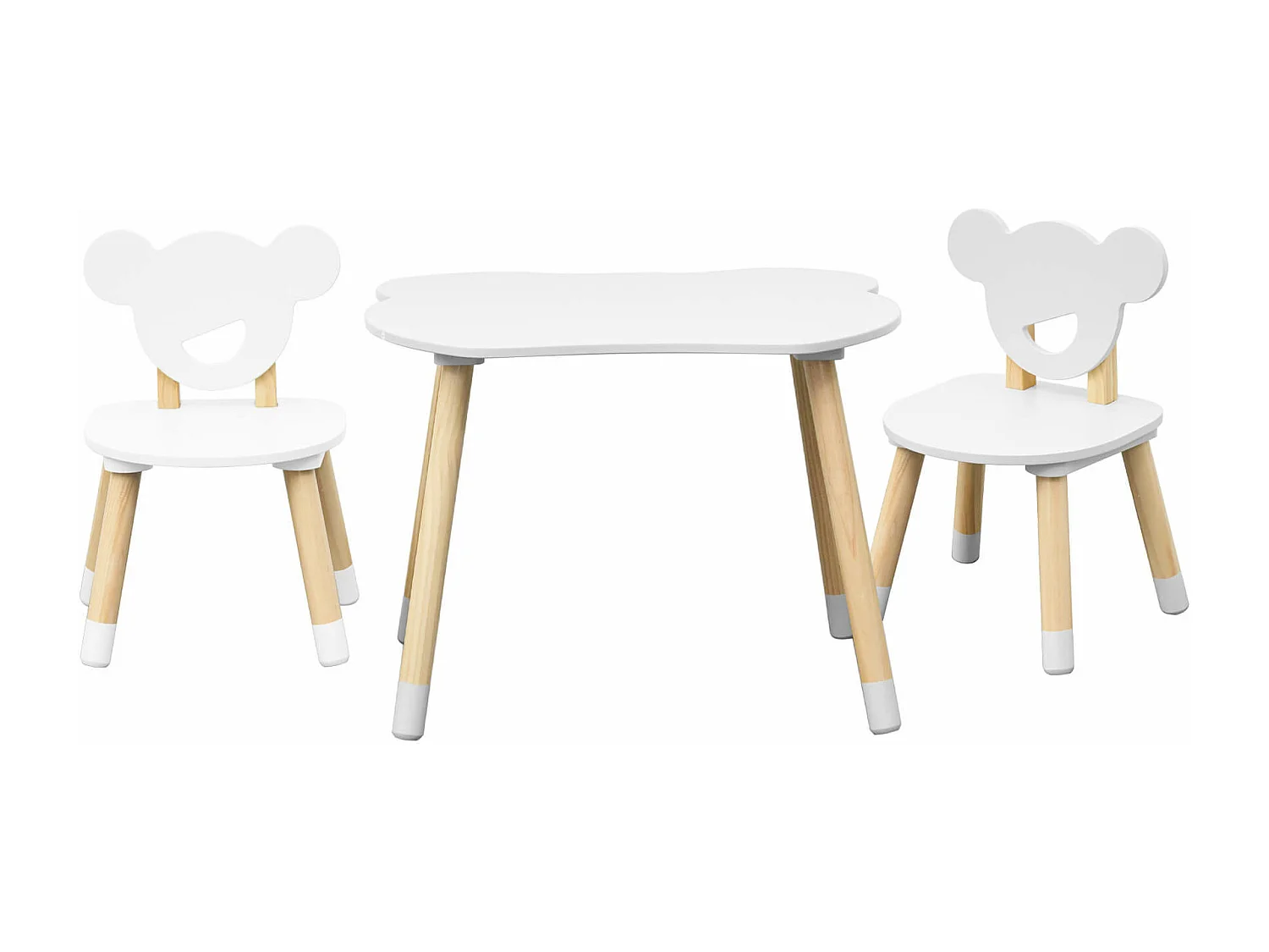 Tavolino e 2 Sedie per Bambini Rebecca Mobili Nefel 44x60x56 MDF Pino Bianco Marrone SET 3 pezzi