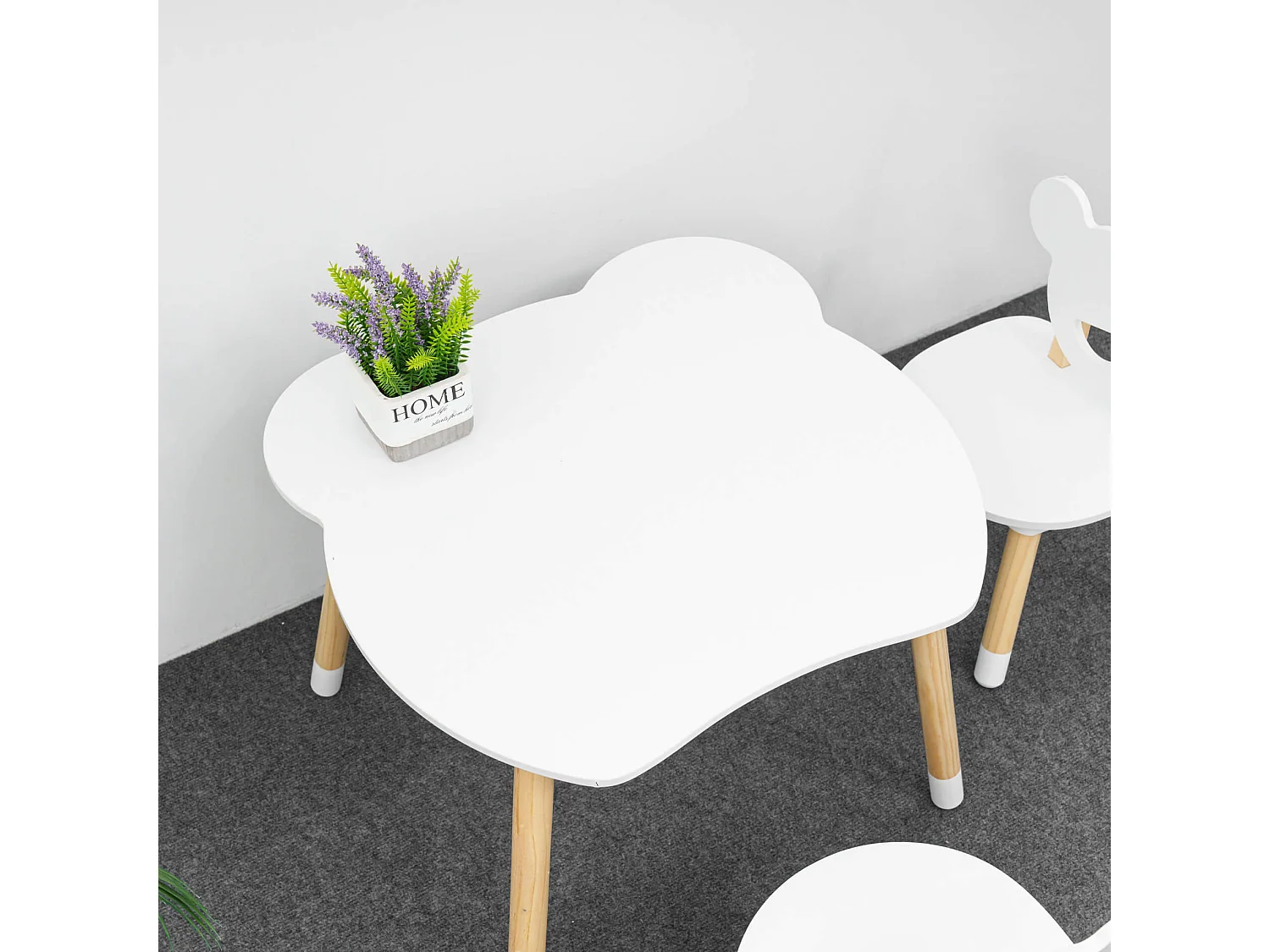 Tavolino e 2 Sedie per Bambini Rebecca Mobili Nefel 44x60x56 MDF Pino Bianco Marrone SET 3 pezzi