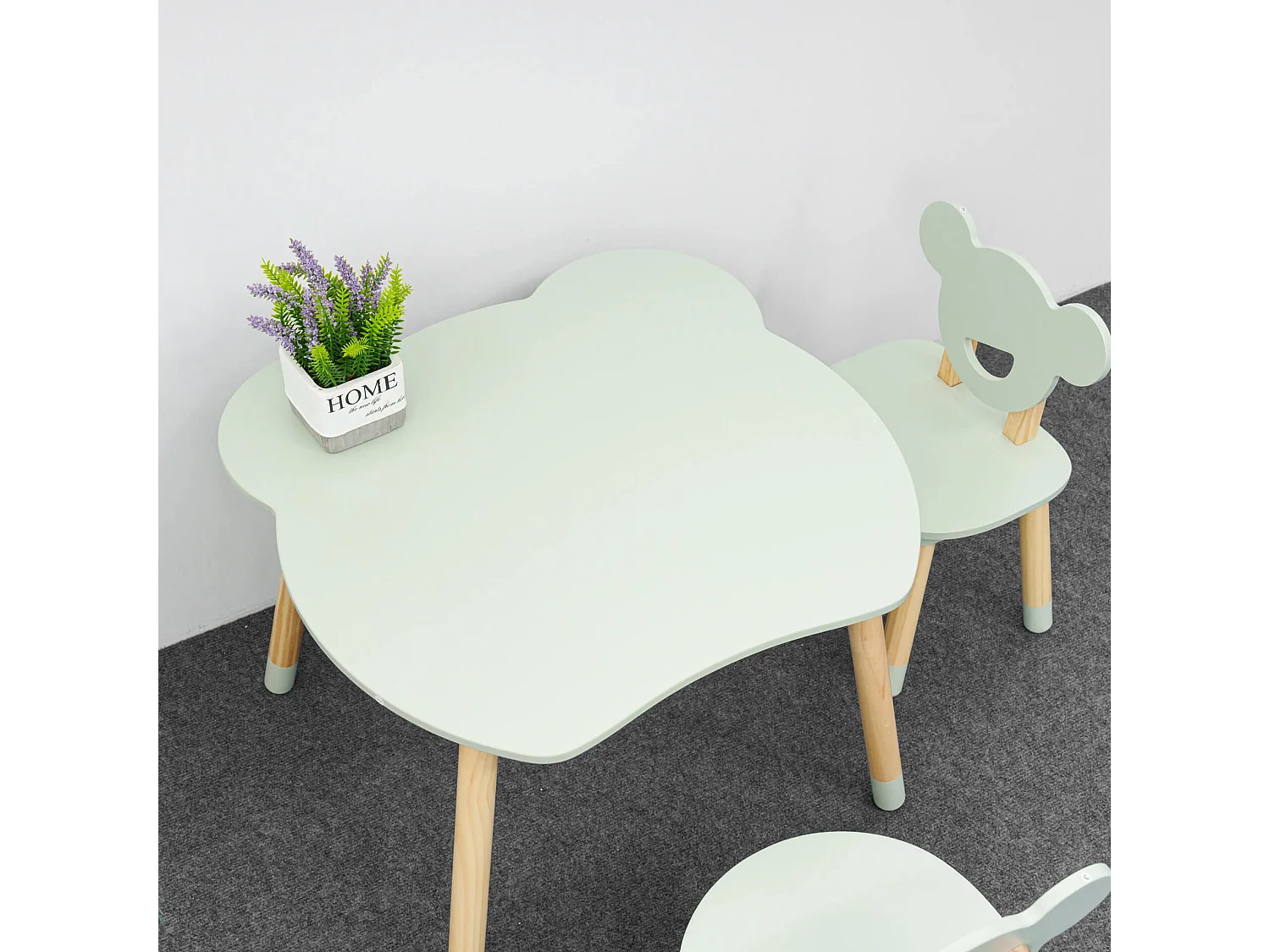 Table et 2 chaises pour enfants Aniba 44x60x56 MDF Pin Vert d'eau Marron ENSEMBLE 3 pcs