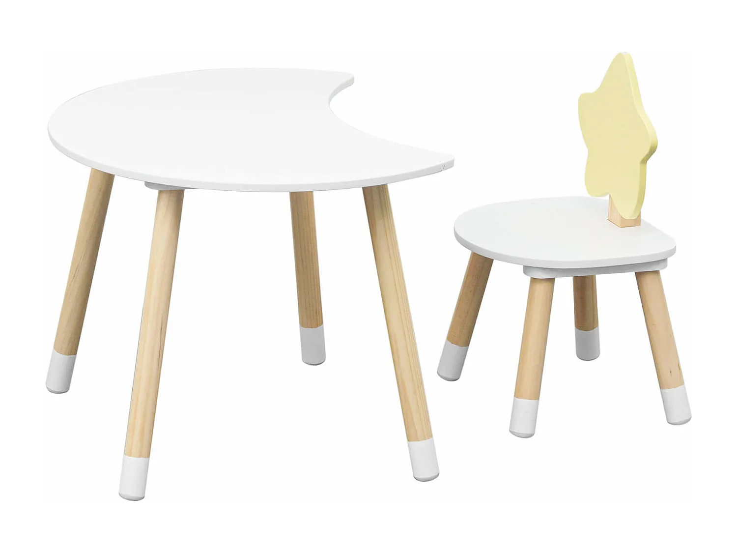 Tavolino e Sedia per Bambini Rebecca Mobili Buriti 44x60x40 MDF Pino Bianco Marrone SET 2 pezzi